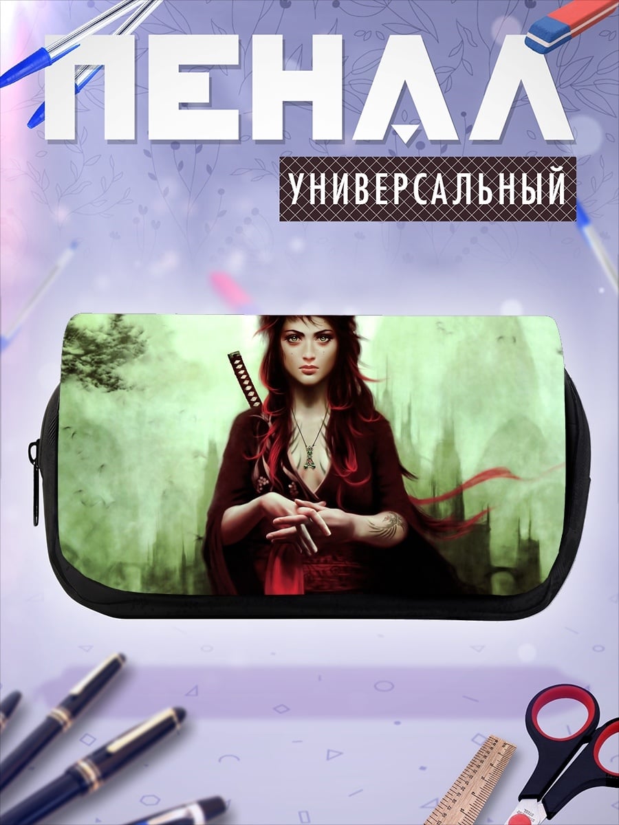 Пенал-косметичка Воин красная сакура