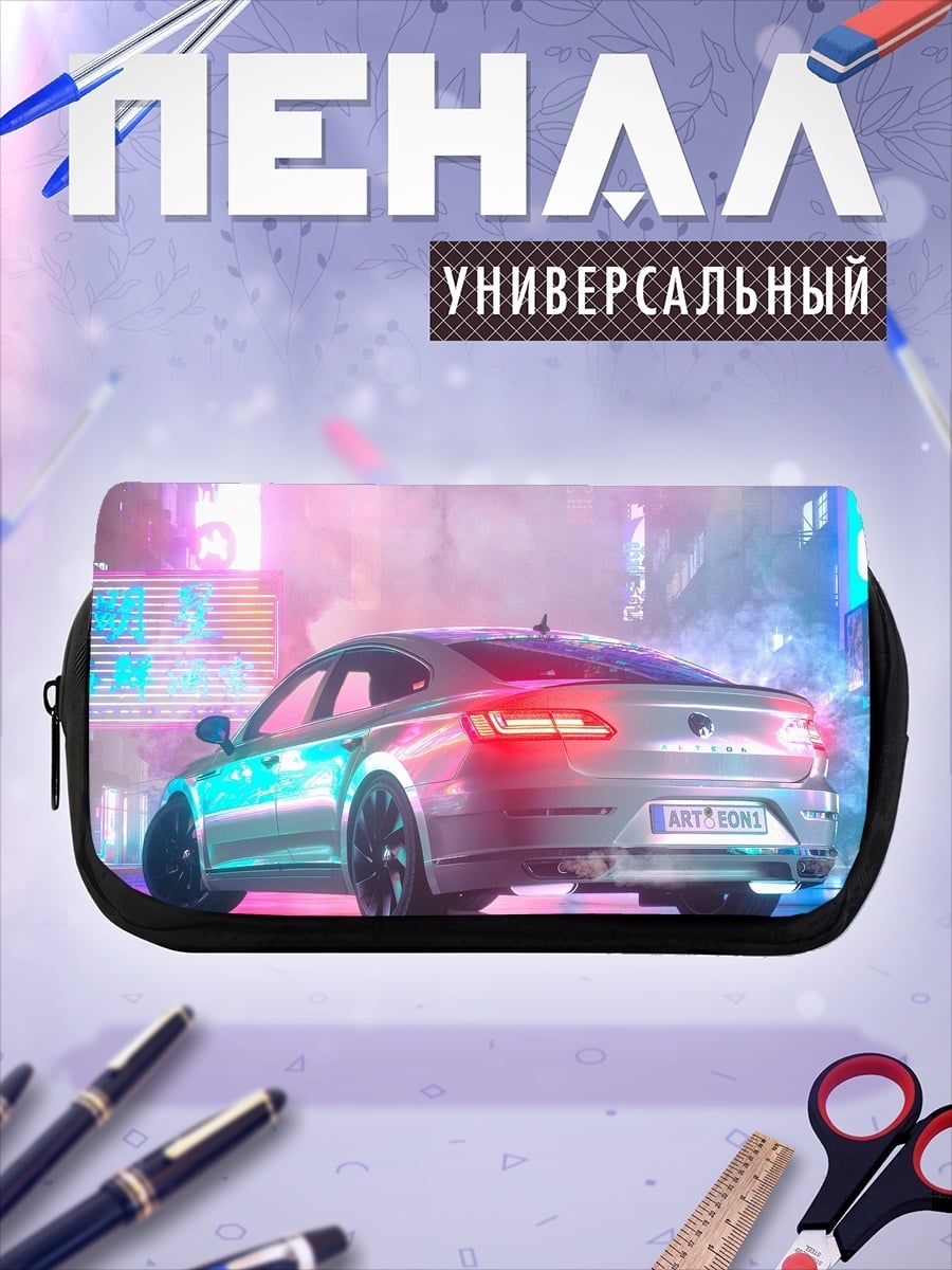 Пенал-косметичка неоновый киберпанк город