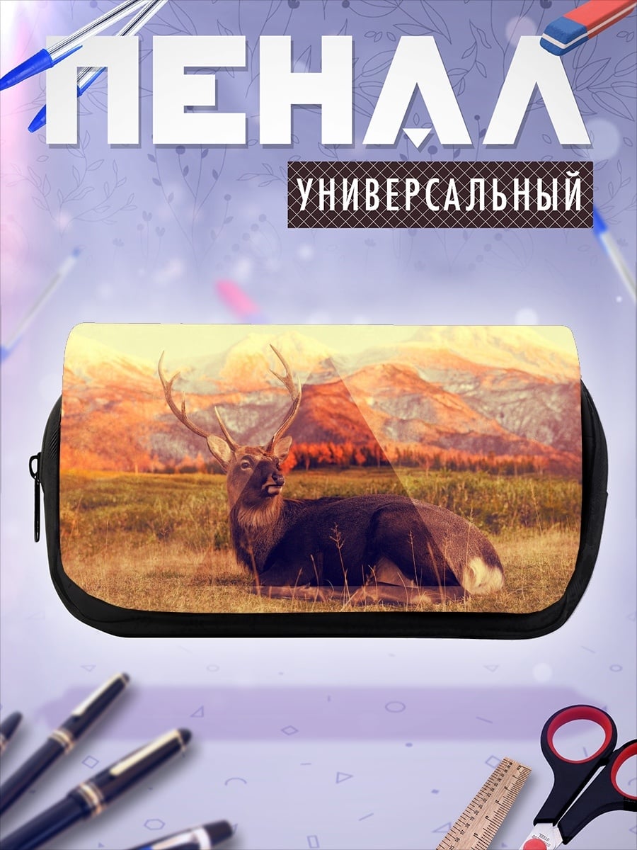 Пенал-косметичка Олень на фоне гор