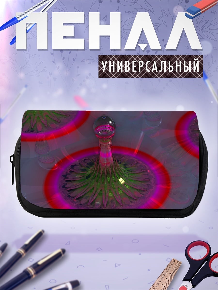 Пенал-косметичка Неоновые цветы узоры