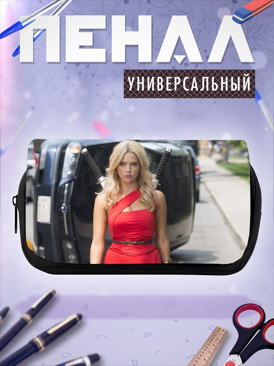 Пенал-косметичка Девушка с катанами