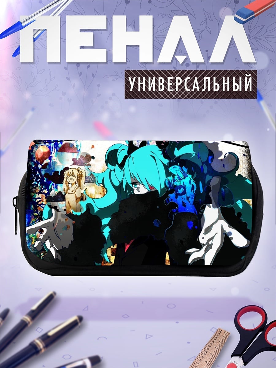 Пенал-косметичка Девушка синие волосы
