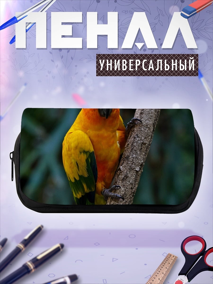Пенал-косметичка оранжевый попугай