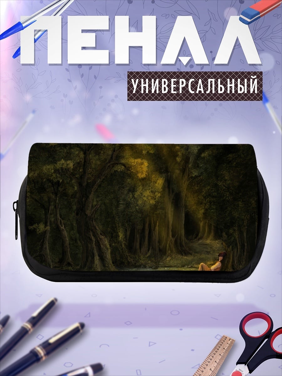 Пенал-косметичка девушка в лесу