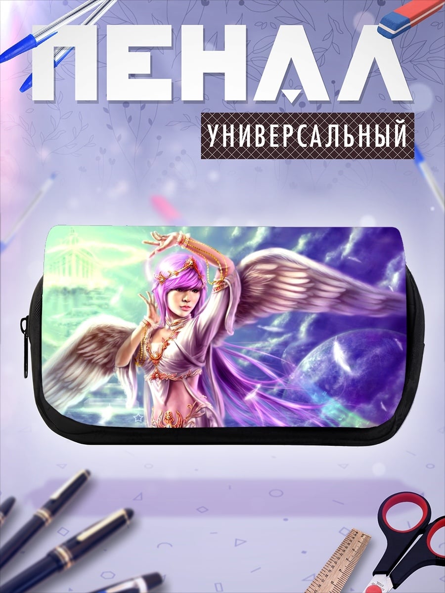 Пенал-косметичка Ангел с фиолетовыми волосами