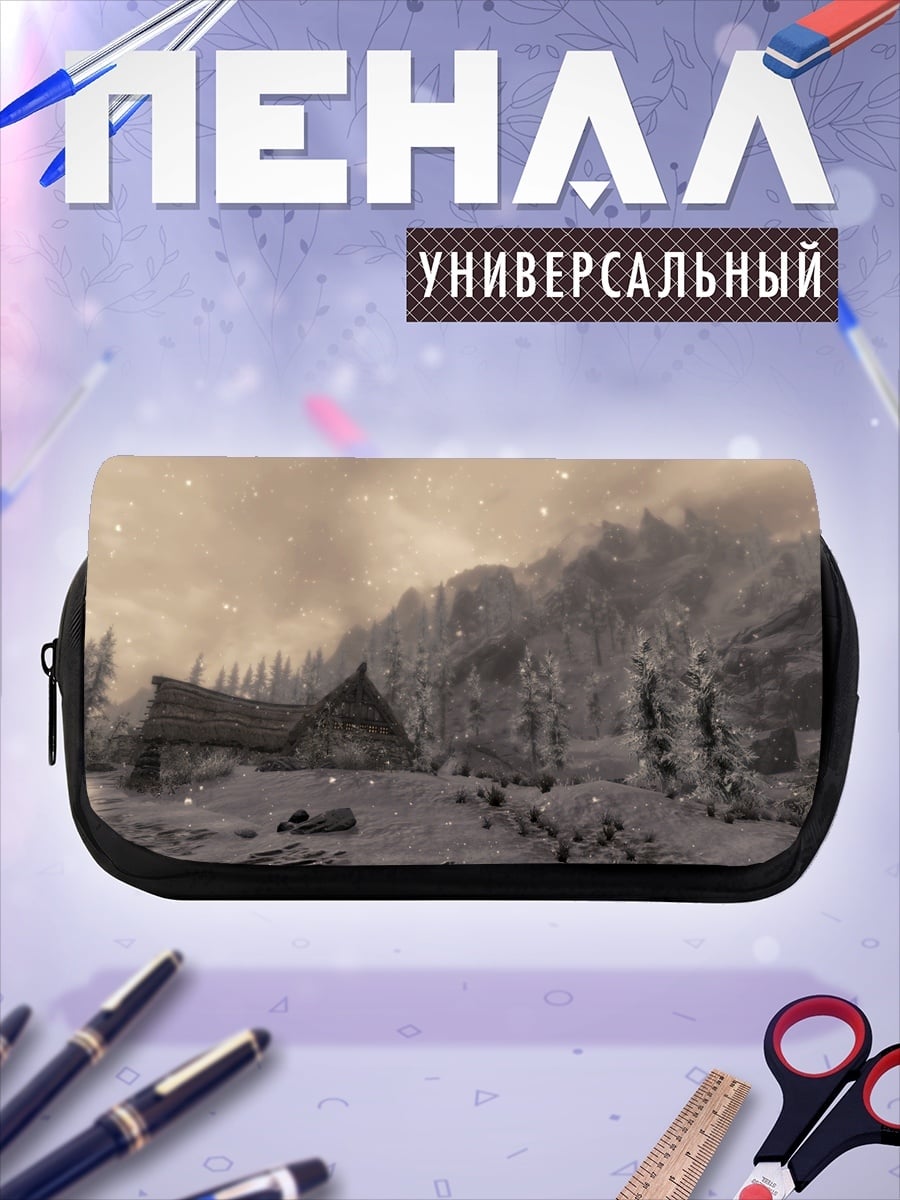 Пенал-косметичка Зимняя деревня в горах