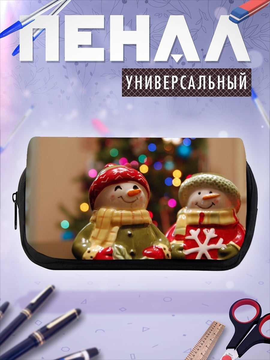 Пенал-косметичка снеговики на Рождество