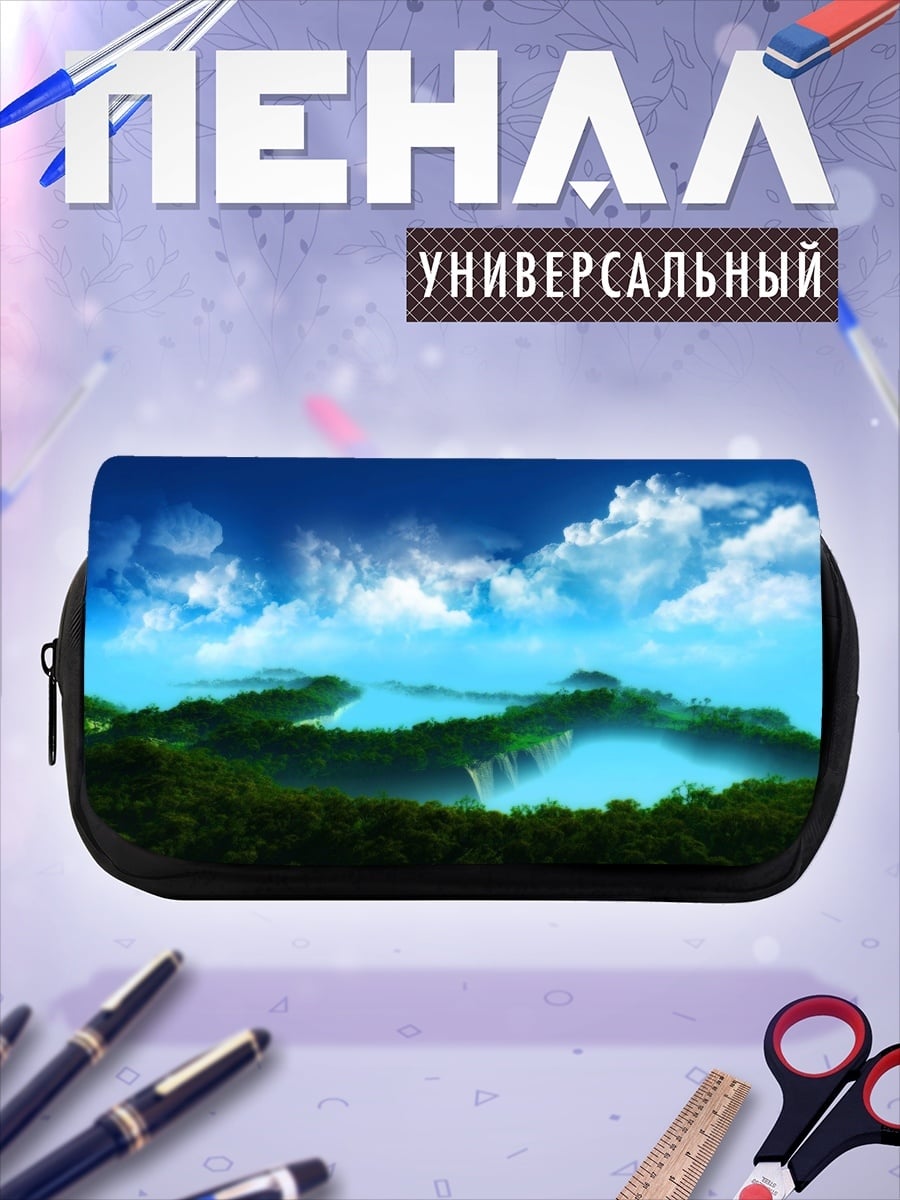 Пенал-косметичка тропический пейзаж с водопадами