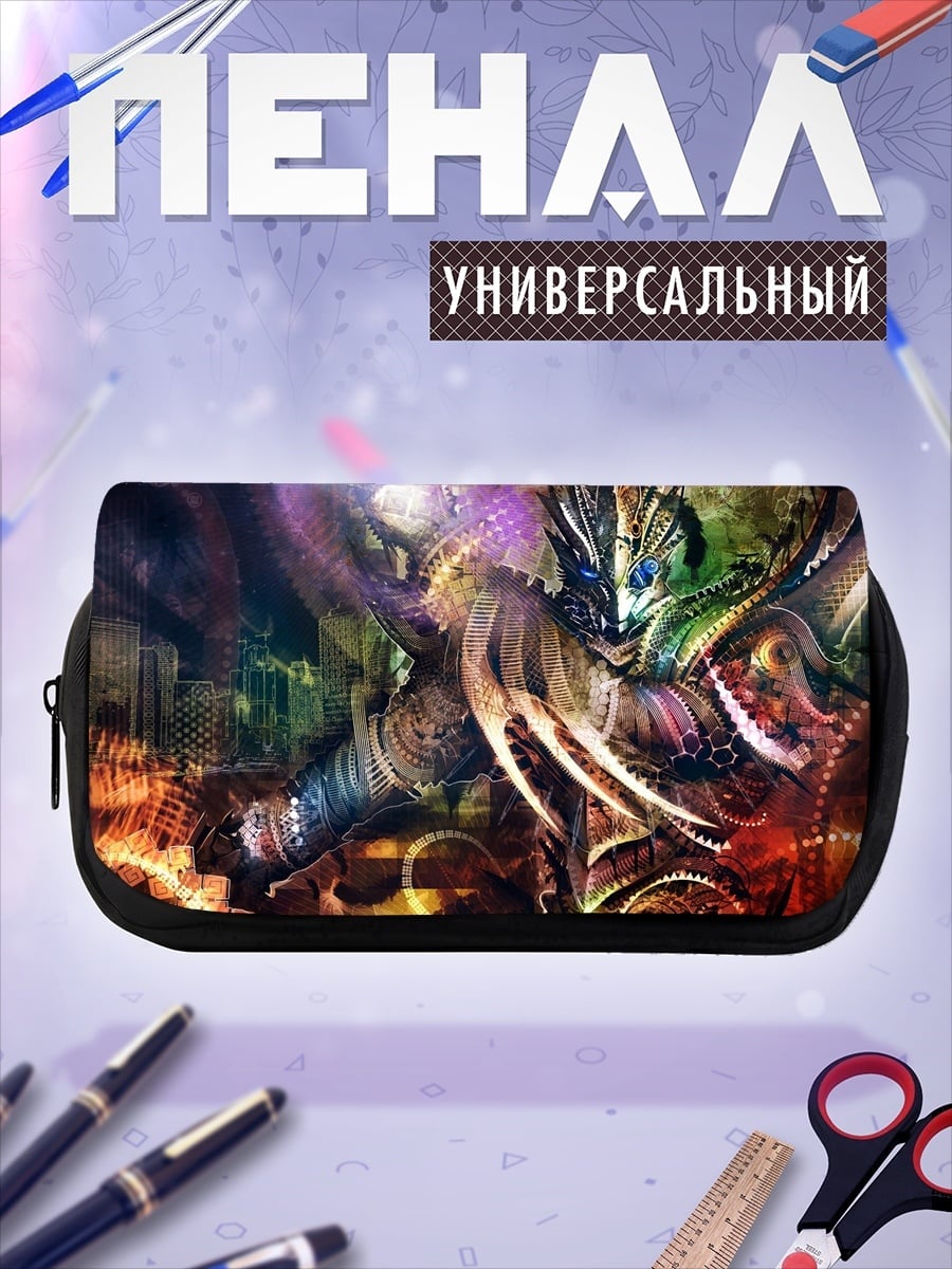 Пенал-косметичка киберпанк воин дракон
