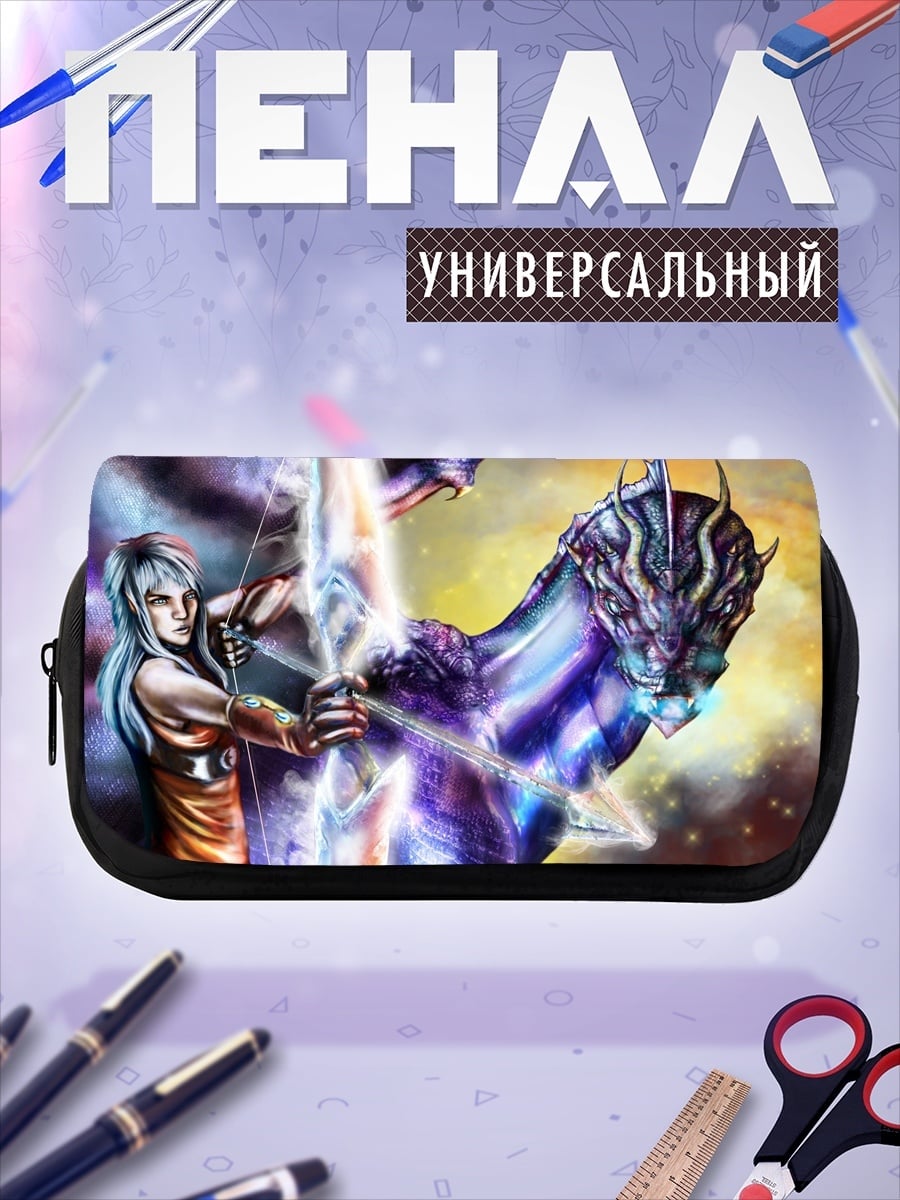 Пенал-косметичка девушка с драконом