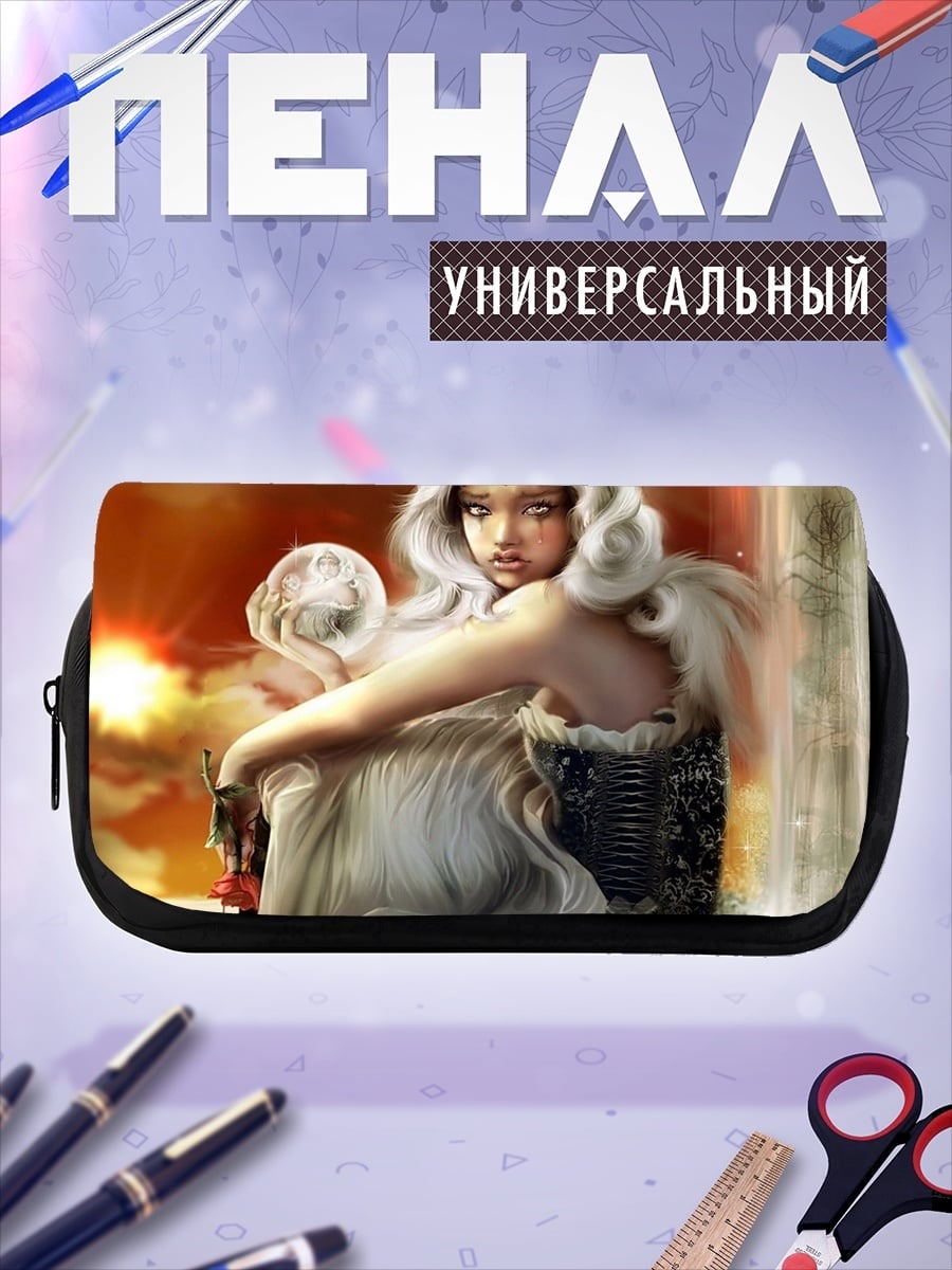 Пенал-косметичка Девушка с белыми волосами