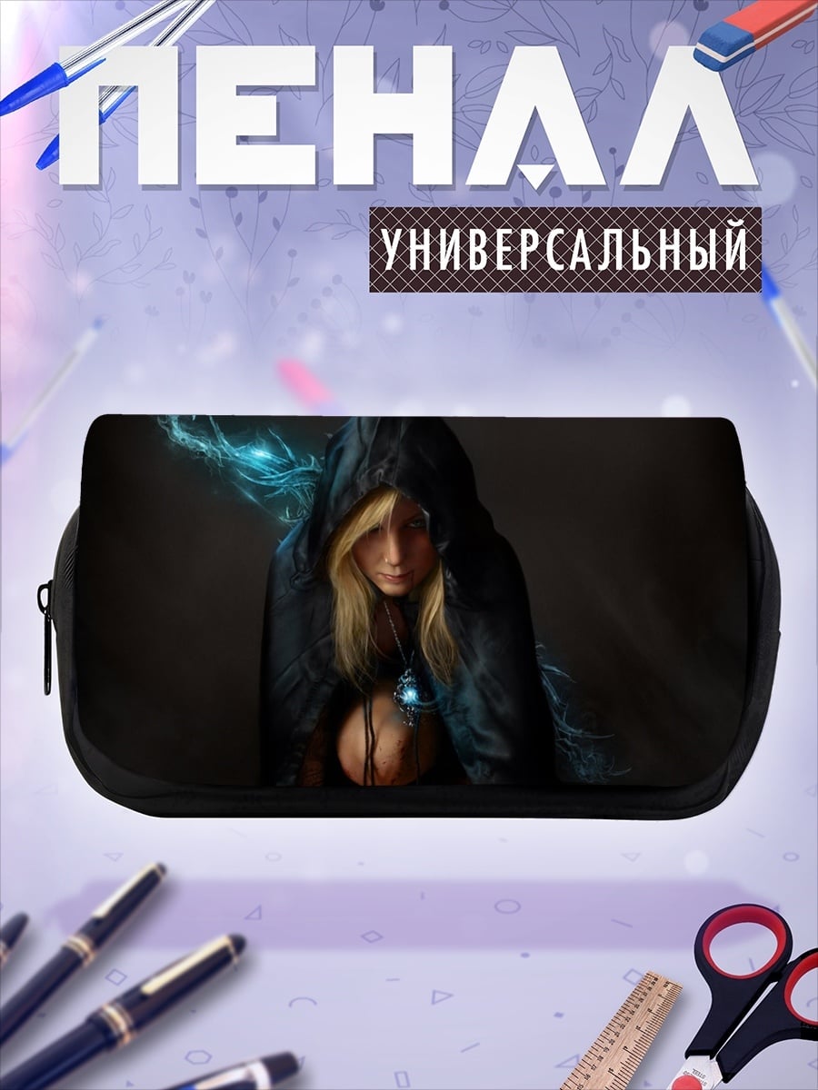 Пенал-косметичка девушка в капюшоне