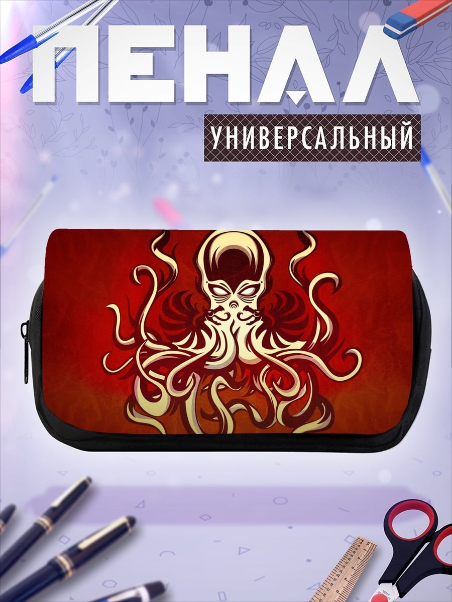 Пенал-косметичка красный осьминог арт