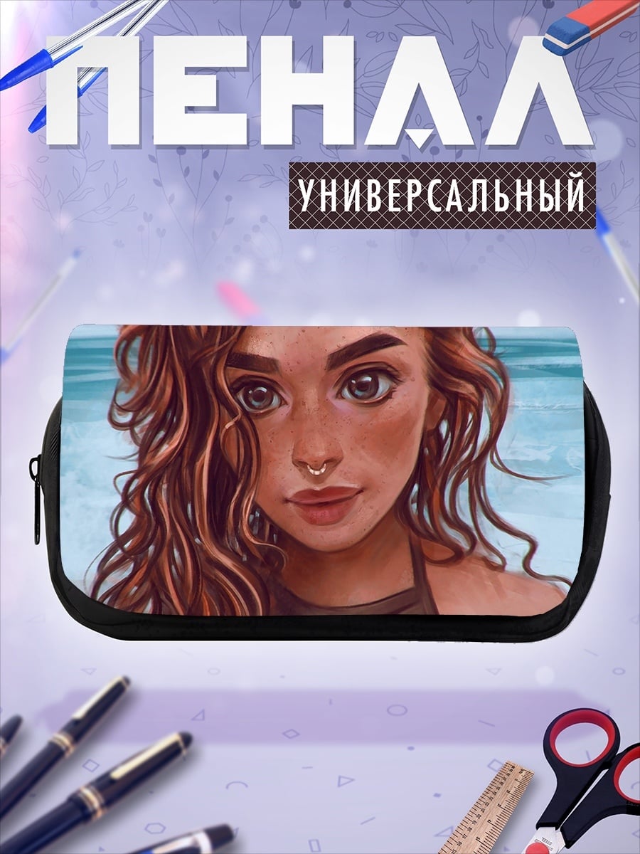 Пенал-косметичка Девушка с кудрями