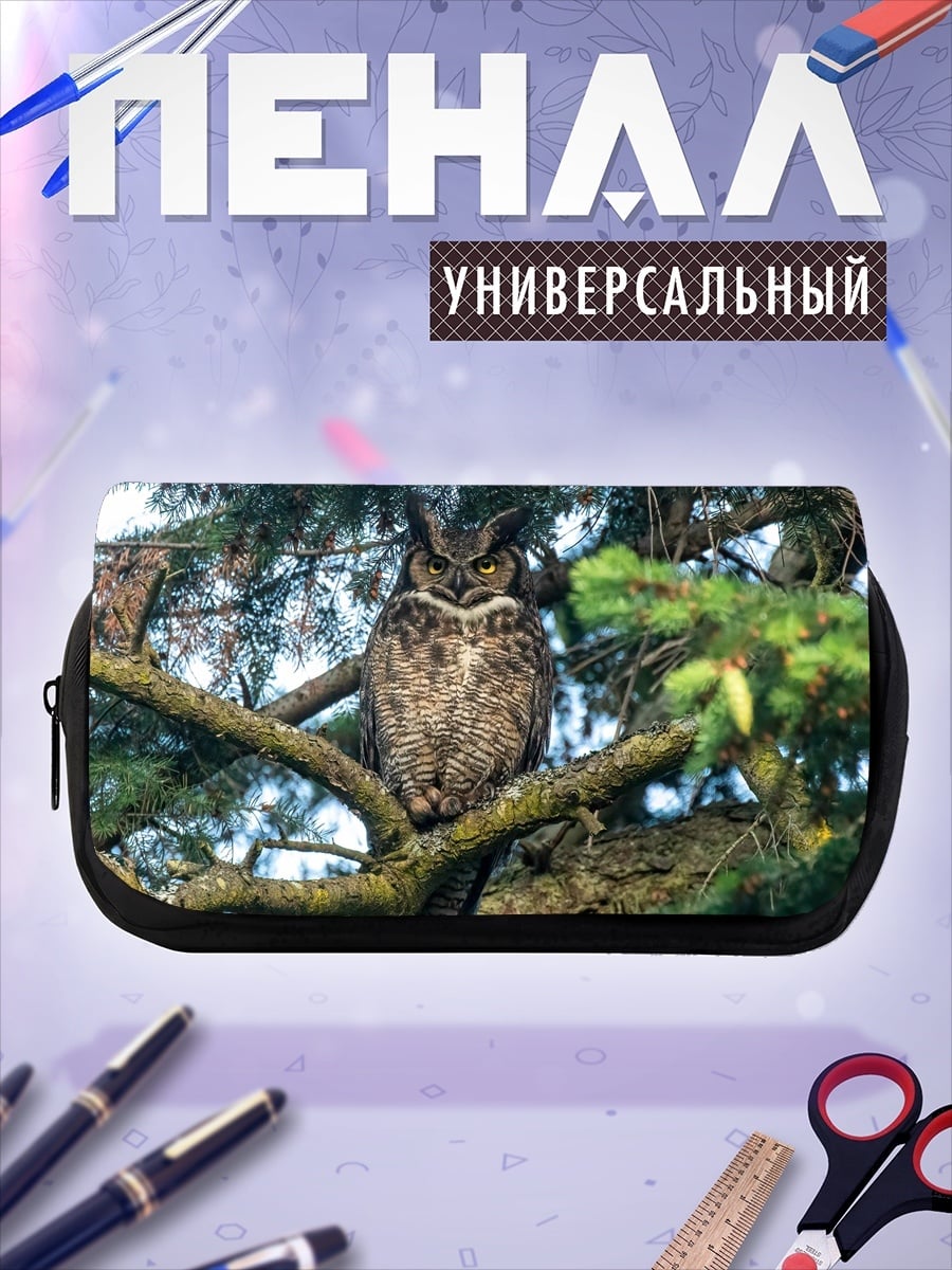 Пенал-косметичка филин на ветке