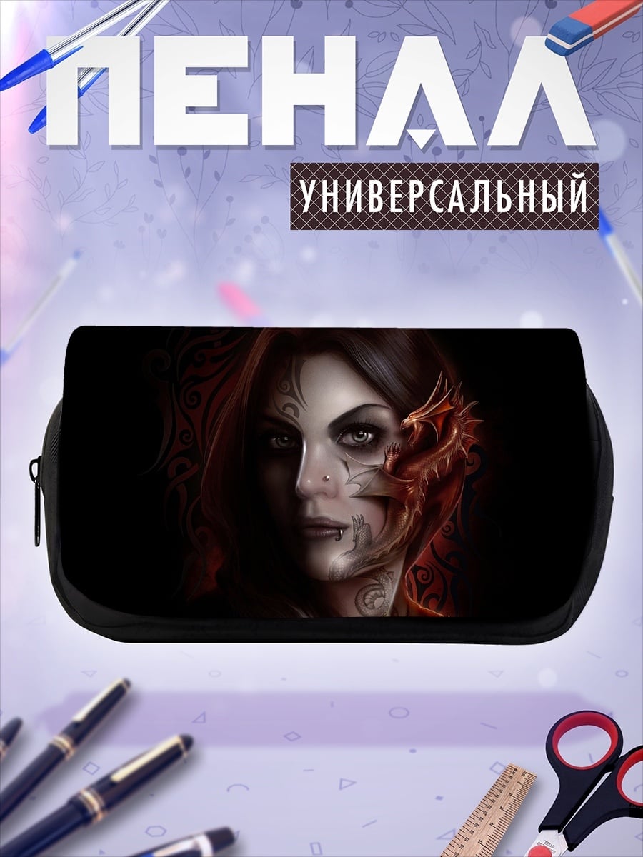 Пенал-косметичка Таинственная девушка с татуировками