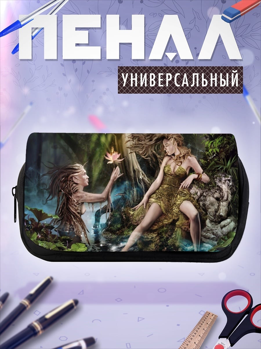 Пенал-косметичка Лесные нимфы с лотосами
