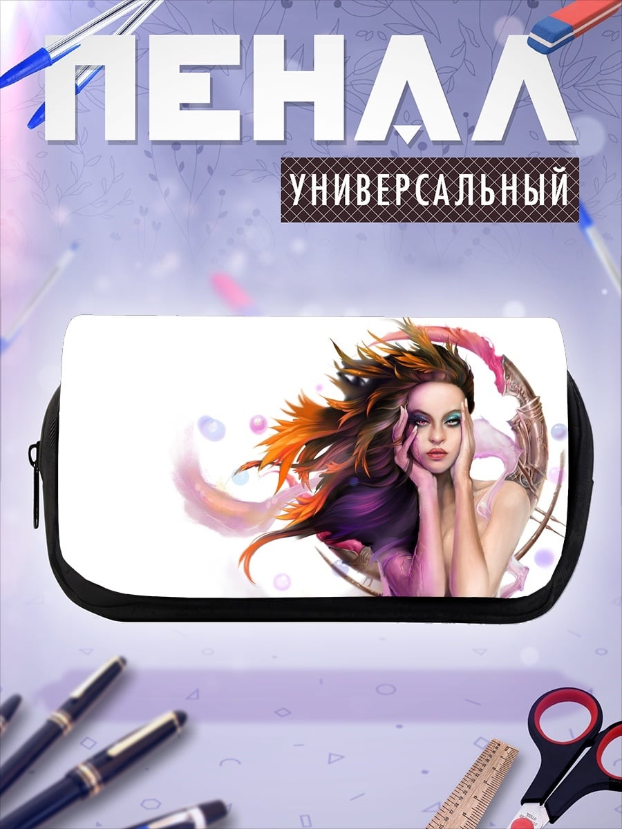 Пенал-косметичка девушка ветер краски