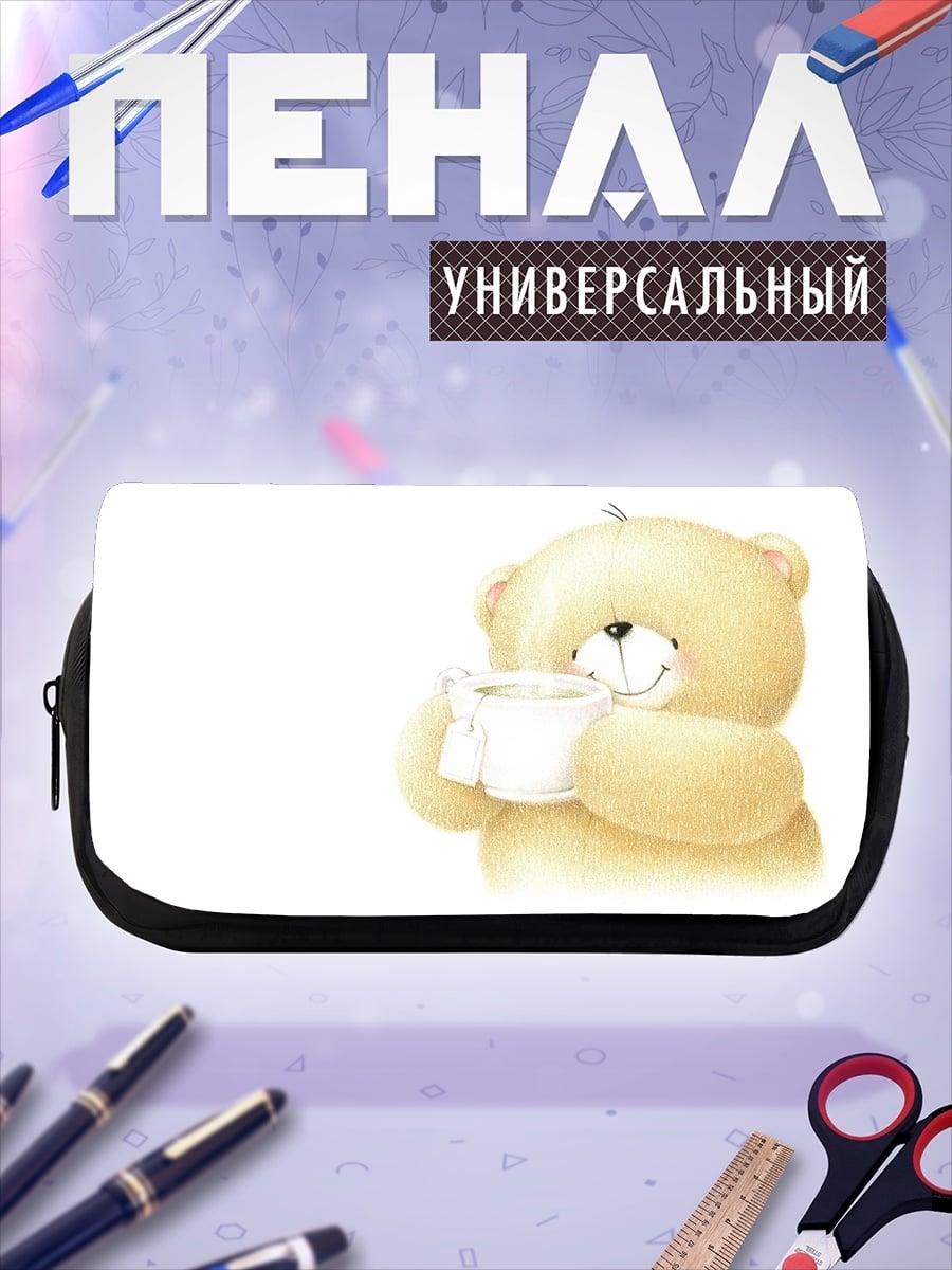 Пенал-косметичка плюшевый мишка пьет