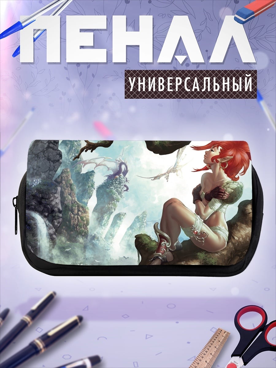 Пенал-косметичка девушка в водопаде