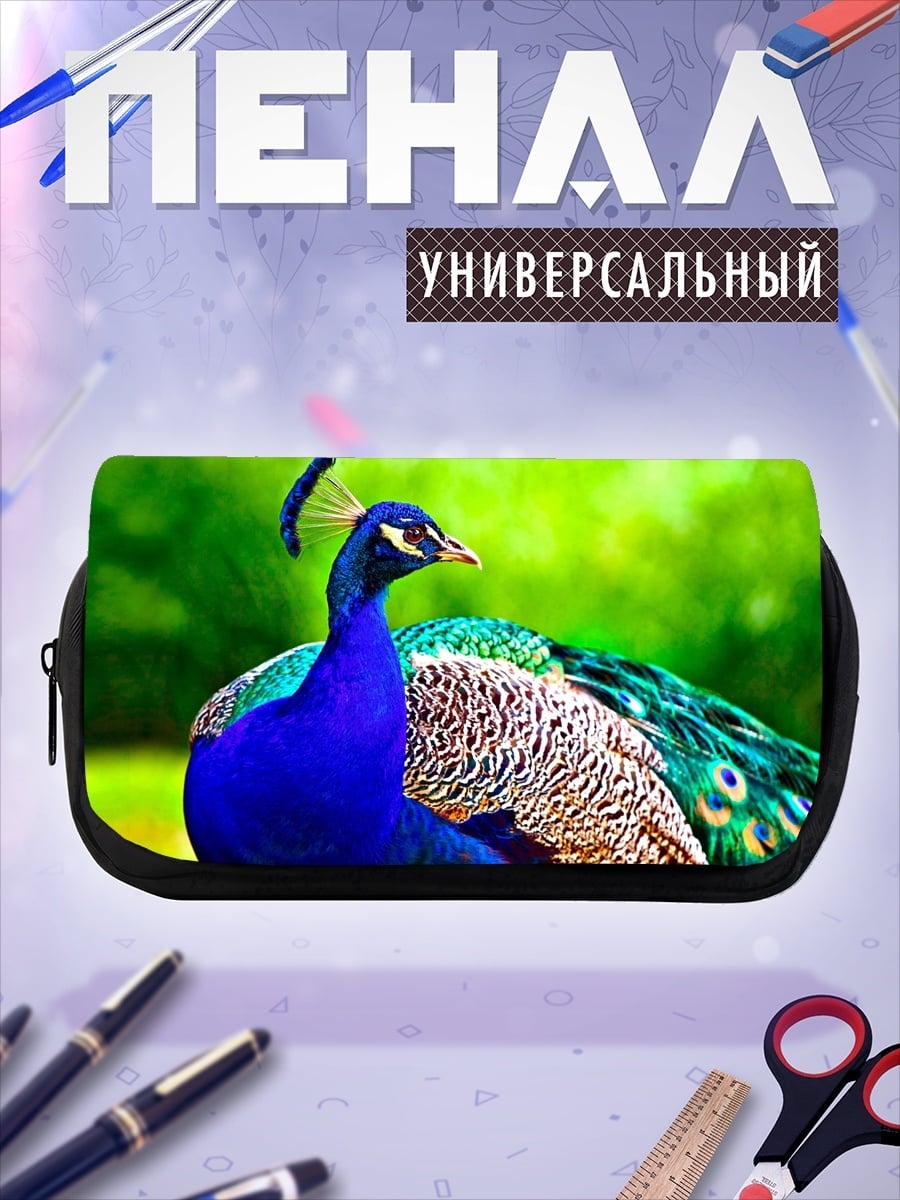Пенал-косметичка Павлин в зелени