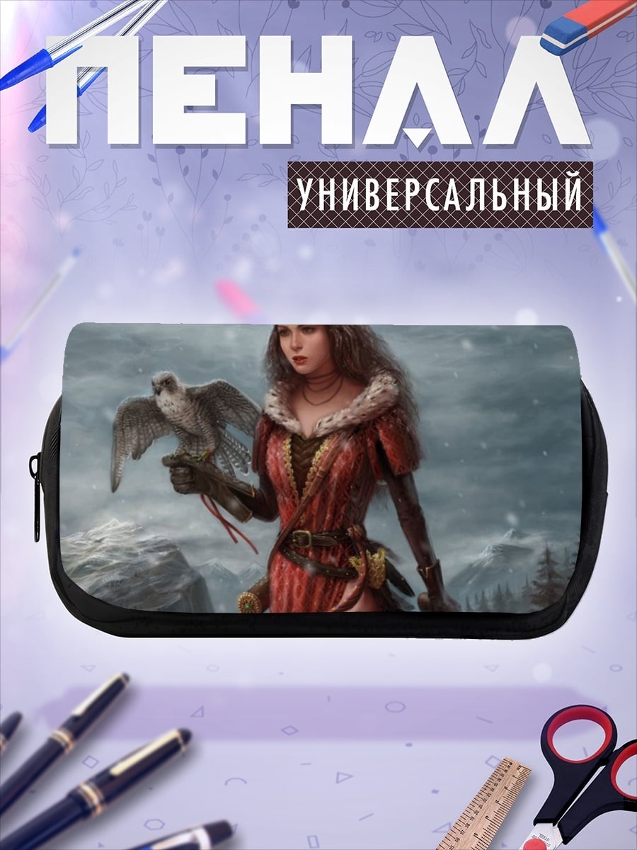 Пенал-косметичка Девушка с соколом