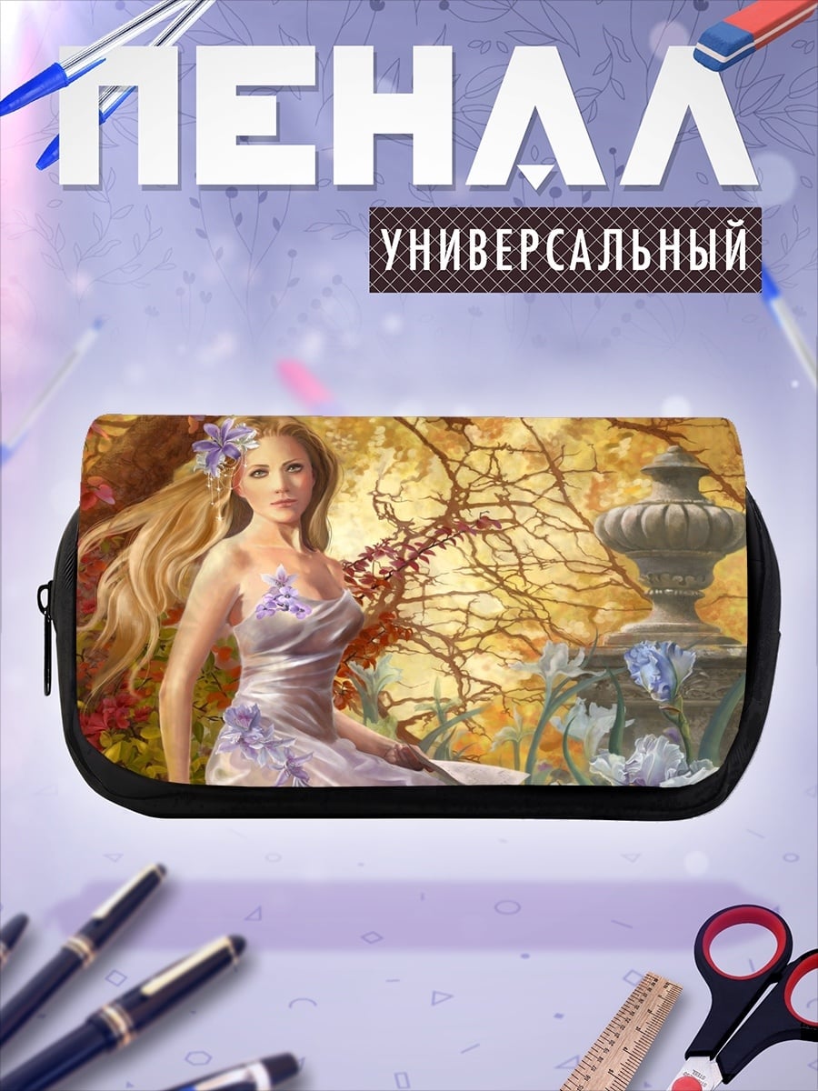 Пенал-косметичка девушка в саду