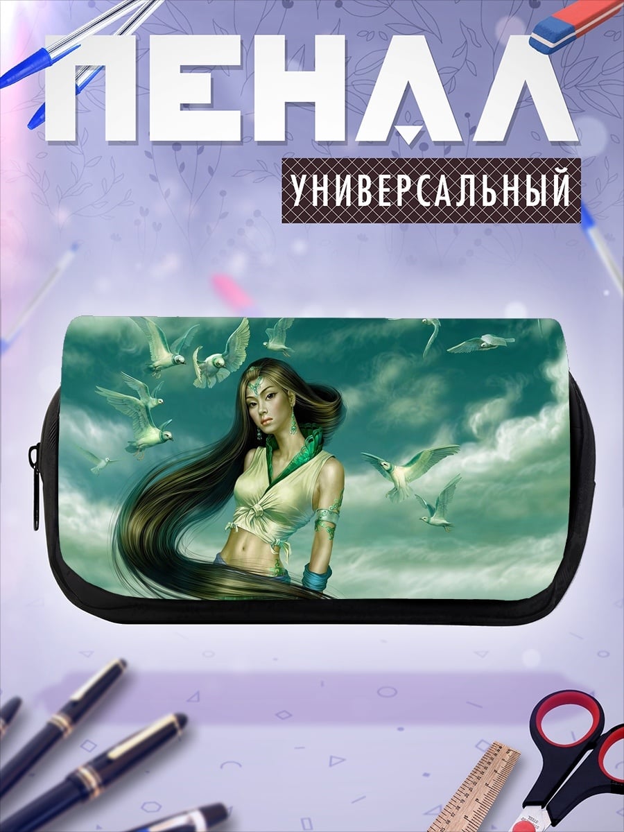 Пенал-косметичка Девушка с птицами
