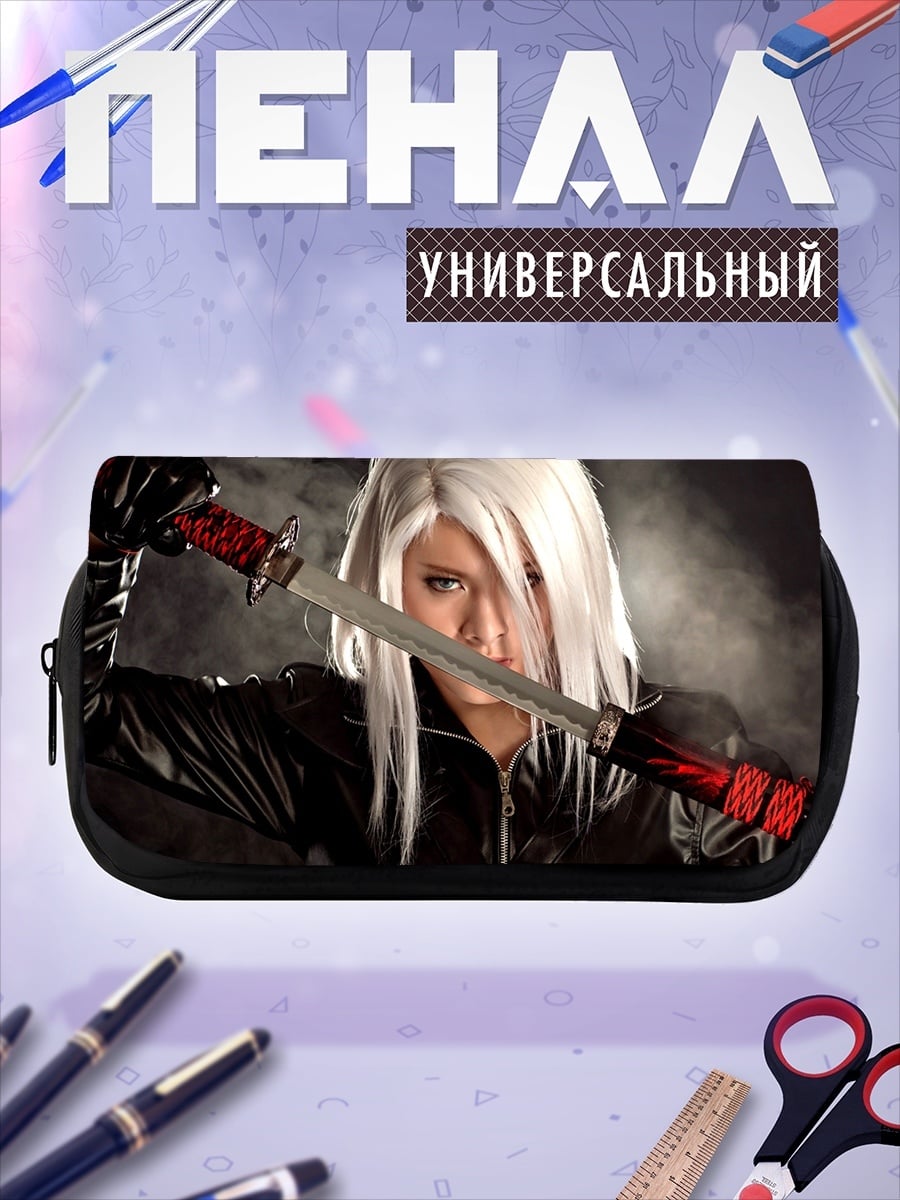 Пенал-косметичка Девушка с мечом
