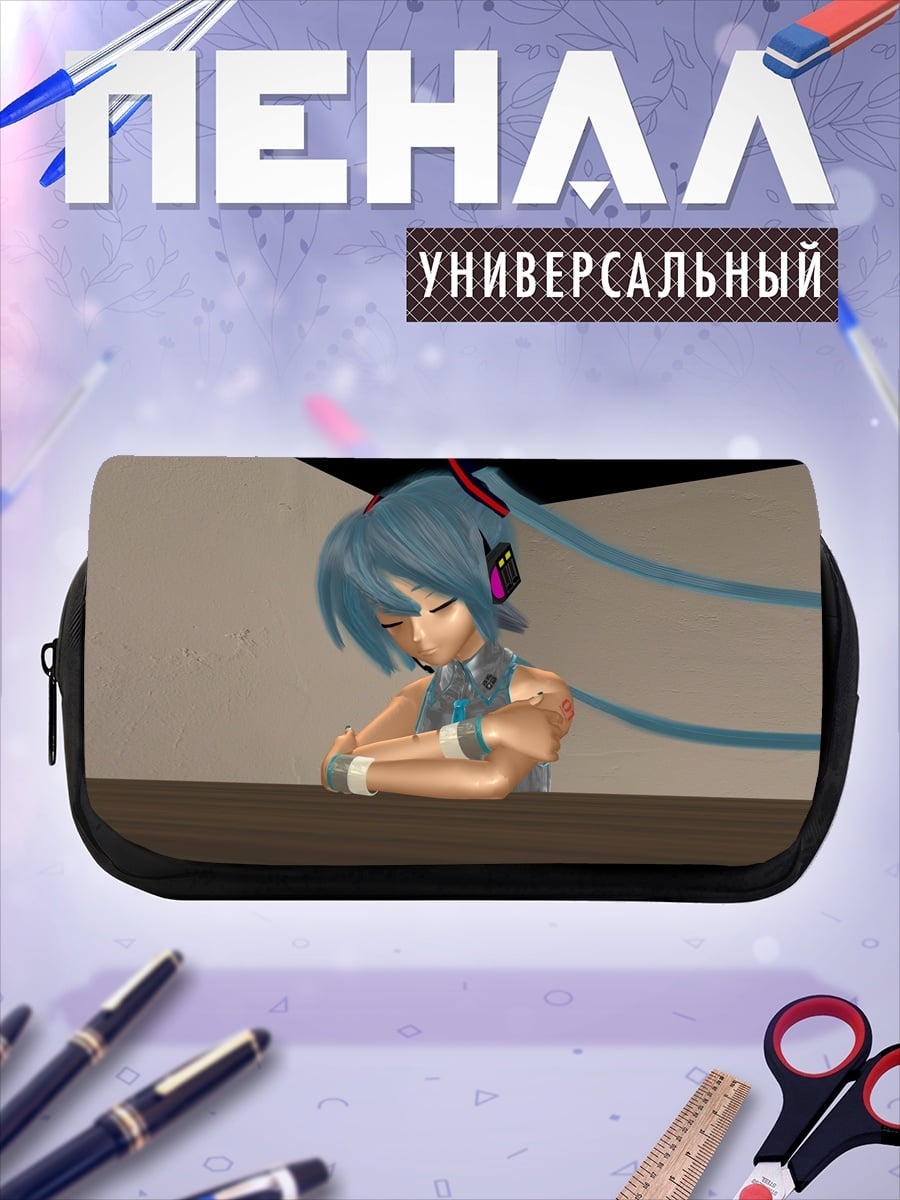 Пенал-косметичка Мику Хацунэ в наушниках