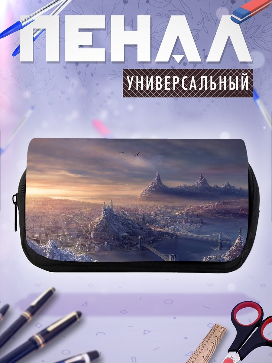 Пенал-косметичка Заснеженный город рассвет
