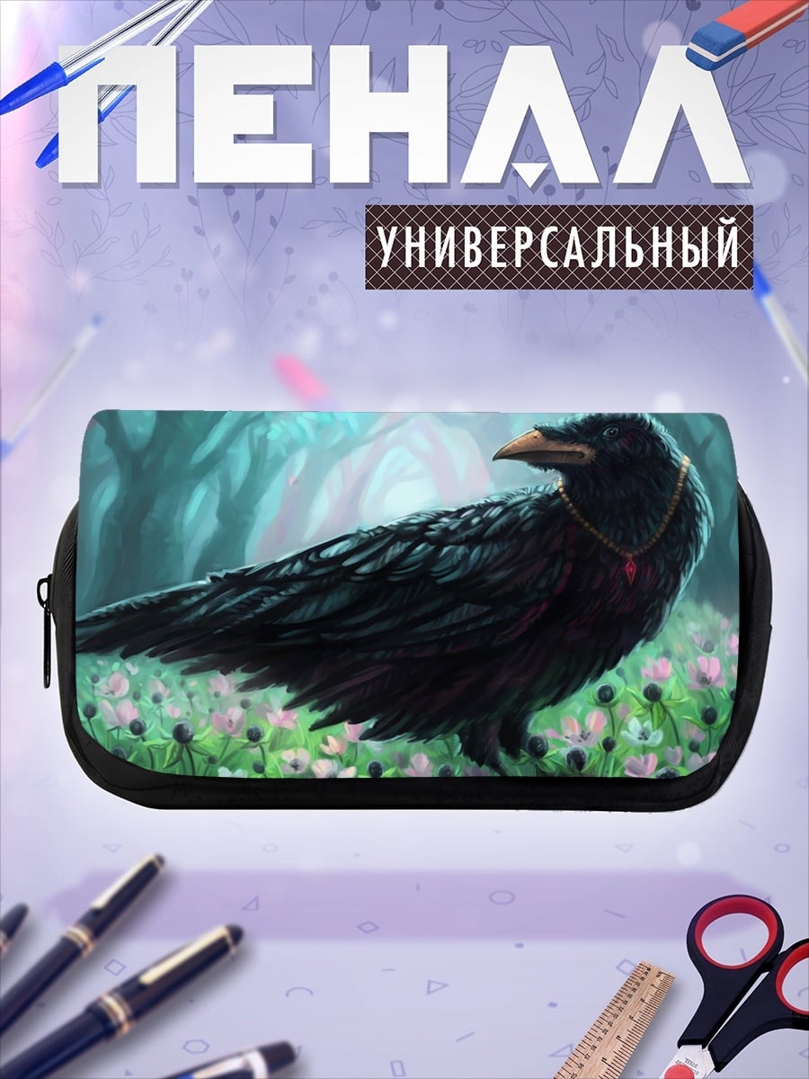 Пенал-косметичка Волшебный ворон в цветах