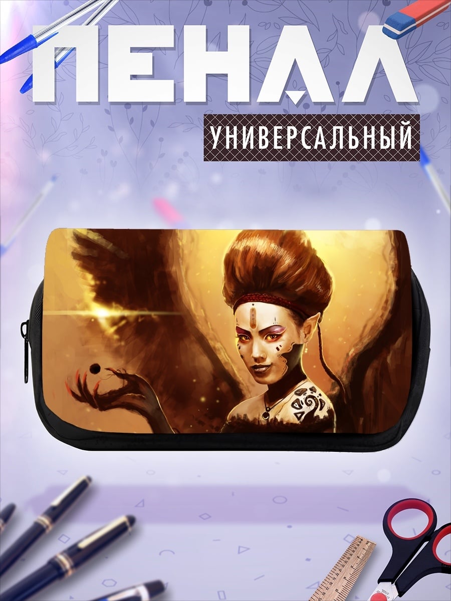 Пенал-косметичка Девушка крылья золото