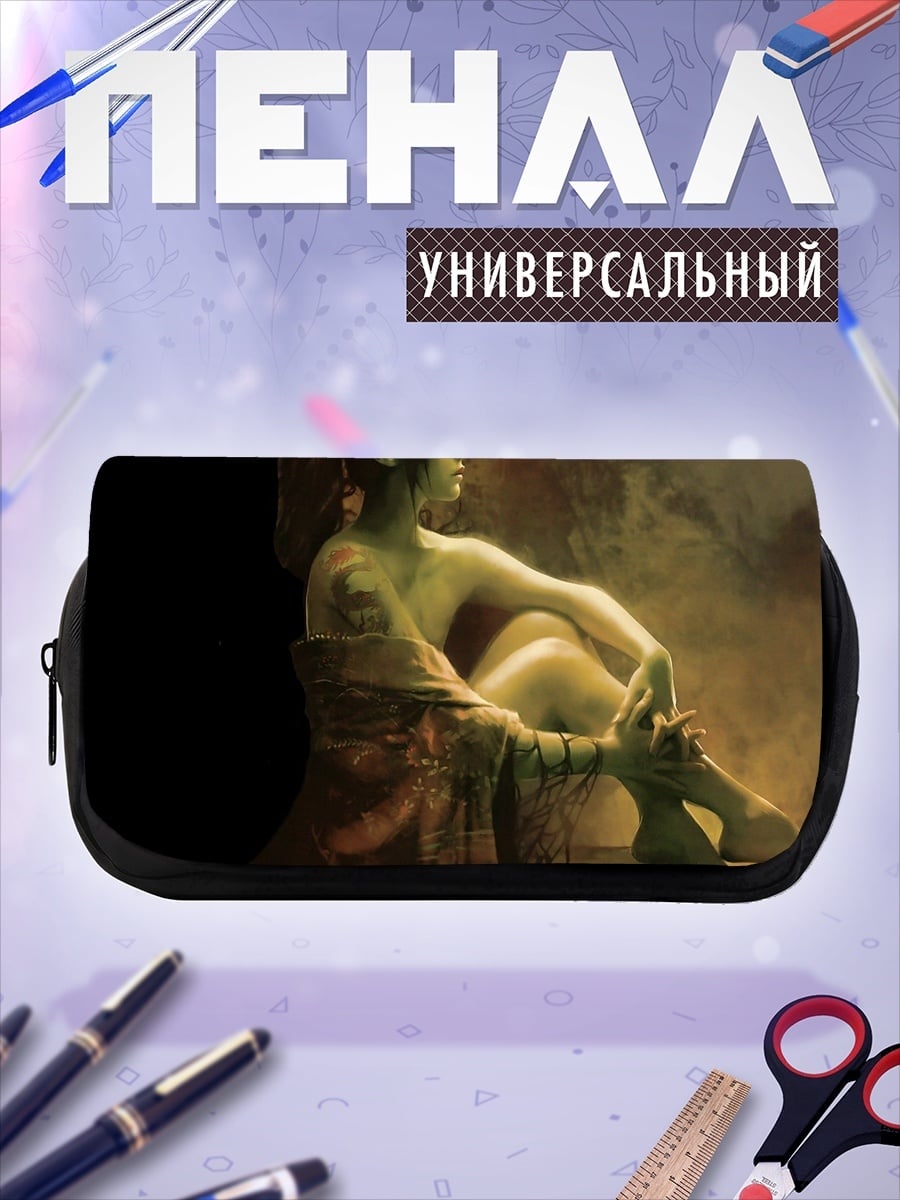 Пенал-косметичка зеленая эльфийка