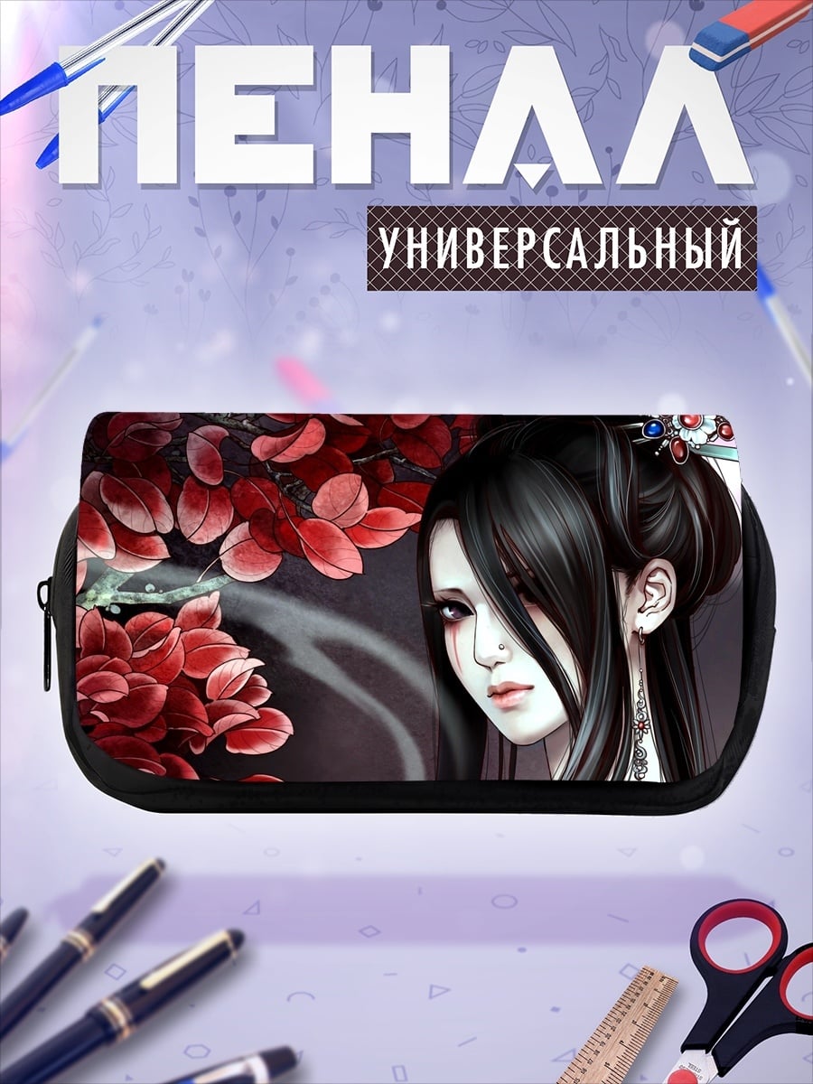 Пенал-косметичка девушка с лепестками