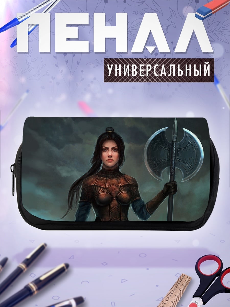 Пенал-косметичка воинственная девушка с топором