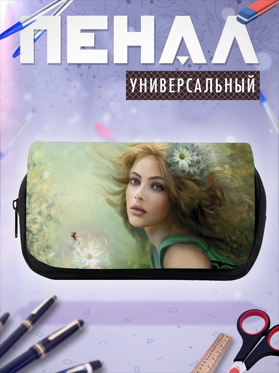 Пенал-косметичка Девушка с цветком в волосах