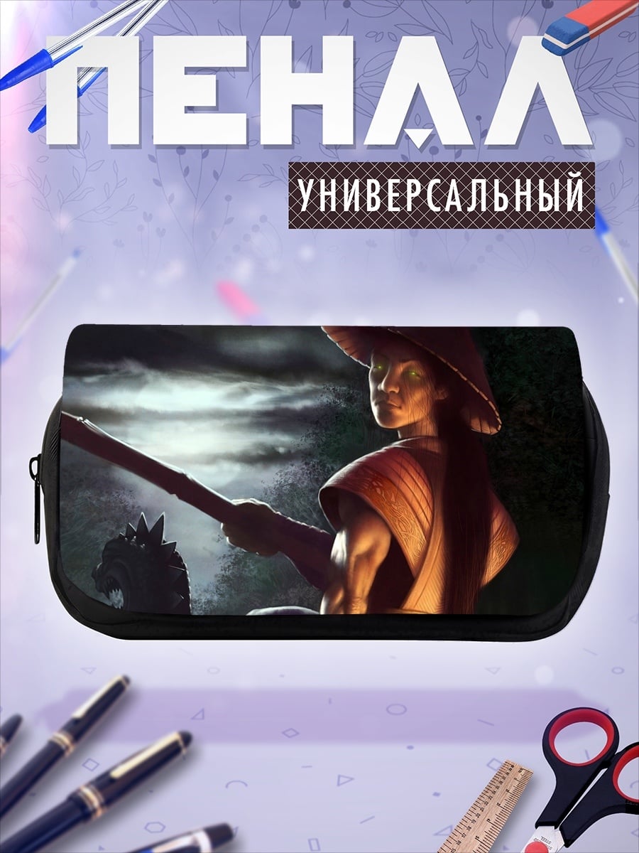 Пенал-косметичка девушка в шляпе