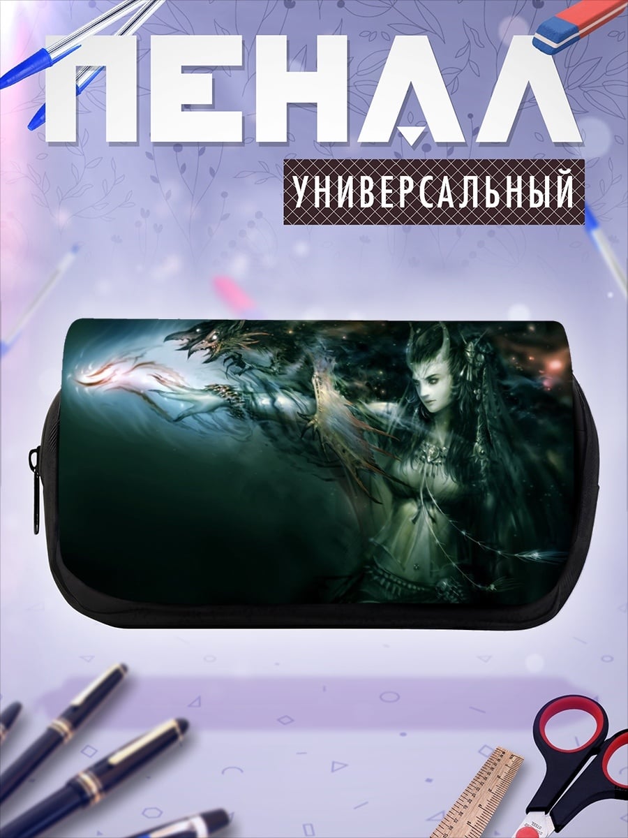 Пенал-косметичка девушка с рогами