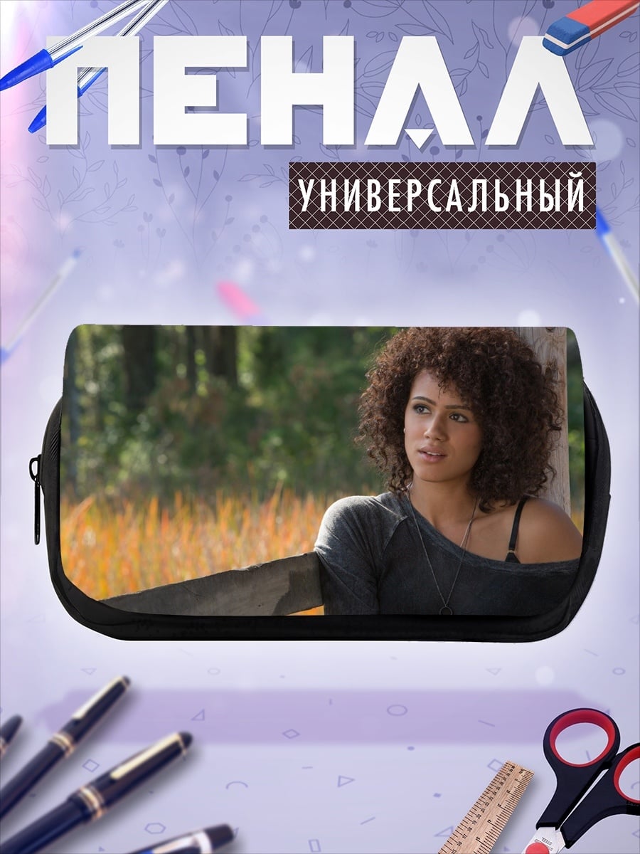 Пенал-косметичка девушка с кудрями