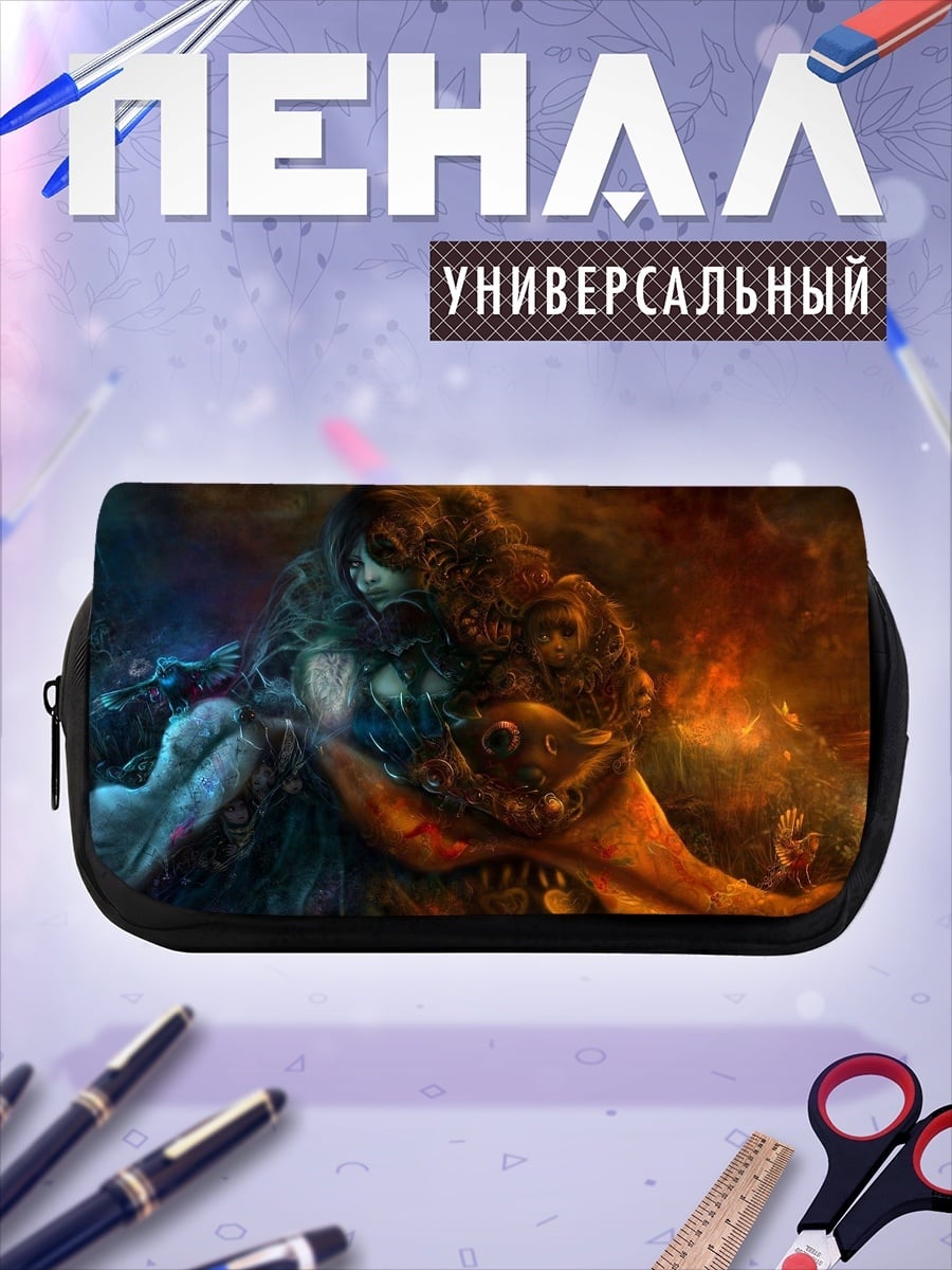 Пенал-косметичка девушка в огне