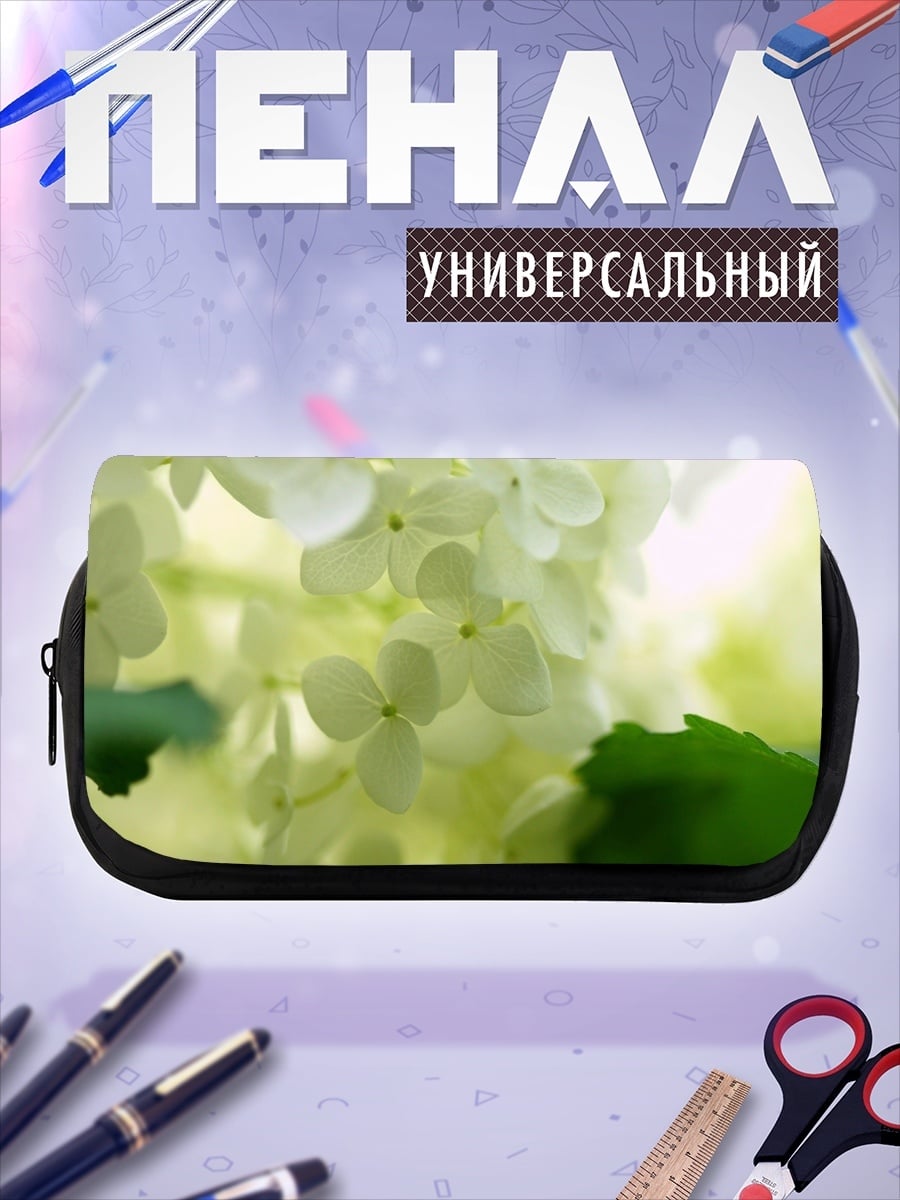 Пенал-косметичка Белые цветы крупным планом