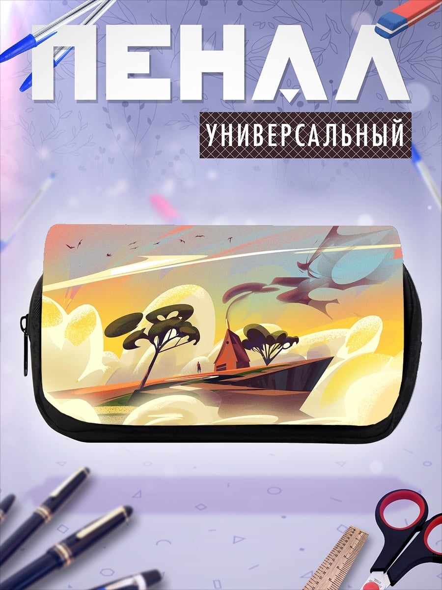 Пенал-косметичка сказочный пейзаж с деревьями