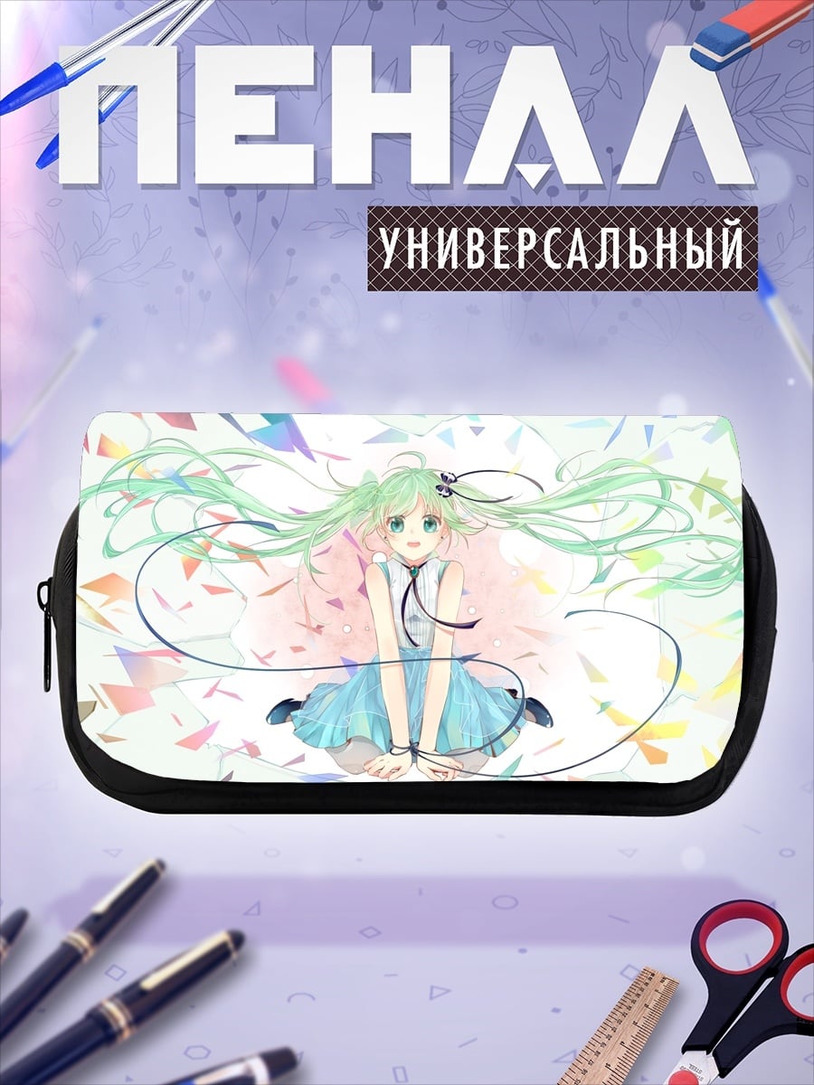 Пенал-косметичка аниме девушка с цветами