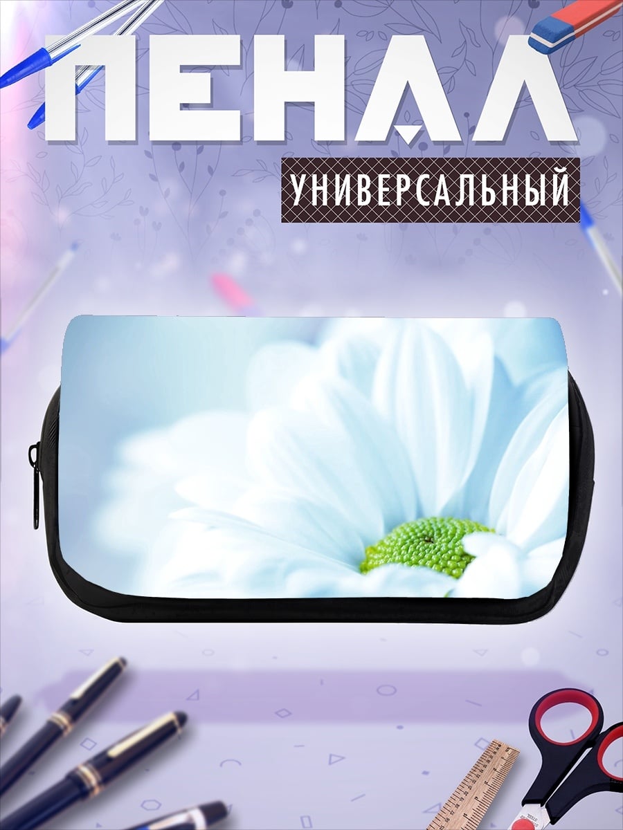 Пенал-косметичка белый цветок крупным планом