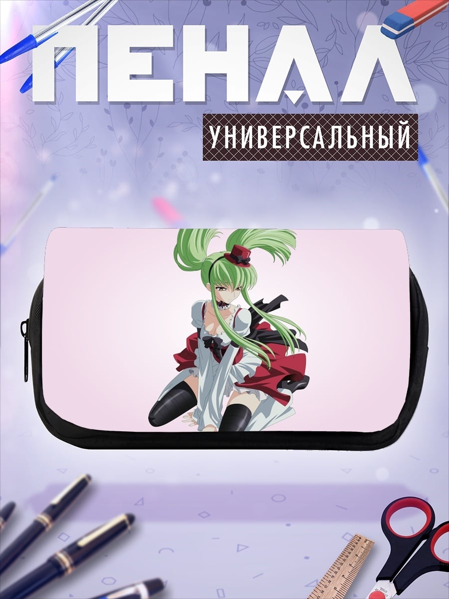 Пенал-косметичка Зеленоволосая аниме девушка