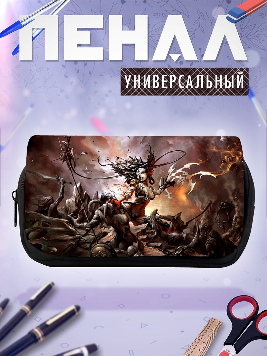 Пенал-косметичка Демоническая воительница с кнутом