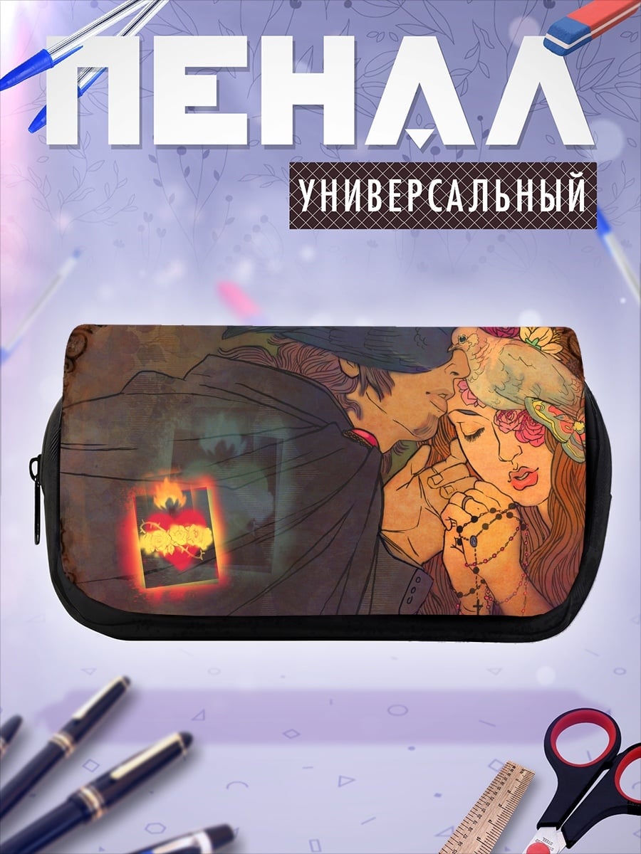 Пенал-косметичка молящаяся женщина с голубем