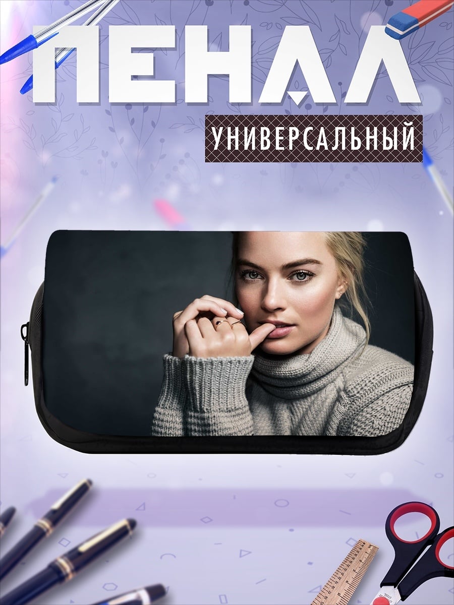 Пенал-косметичка девушка в свитере