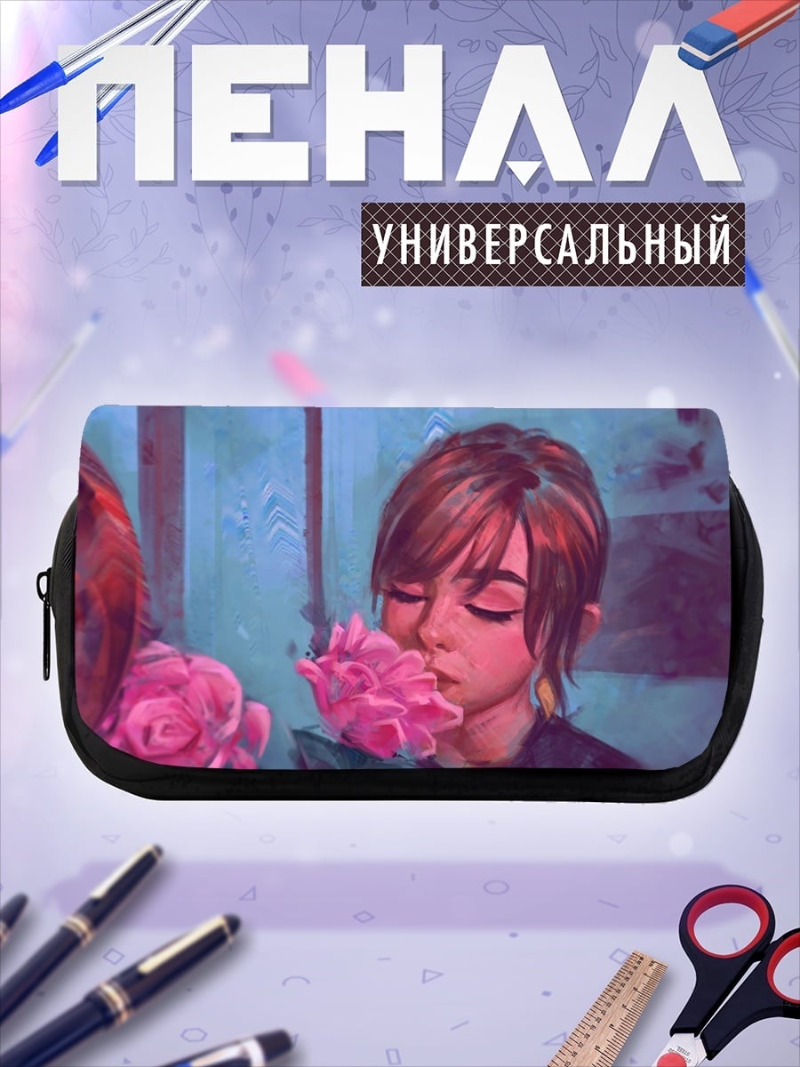 Пенал-косметичка Девушка с розами